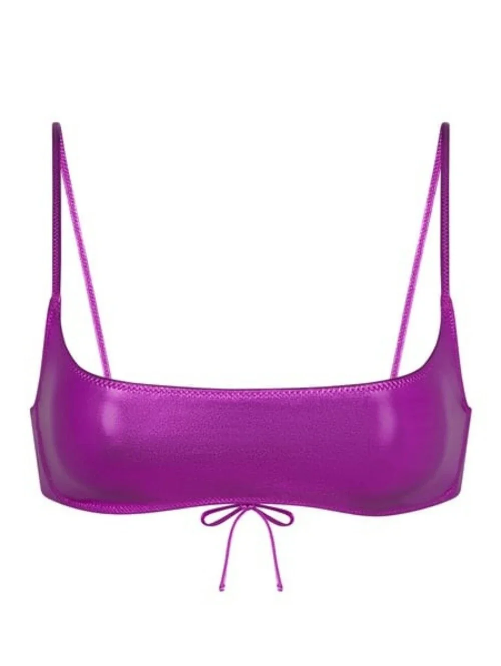 Skims Metallic Swim Micro Scoop Bikini Top BT-SCP-2802 Dragon Fruit Size Large